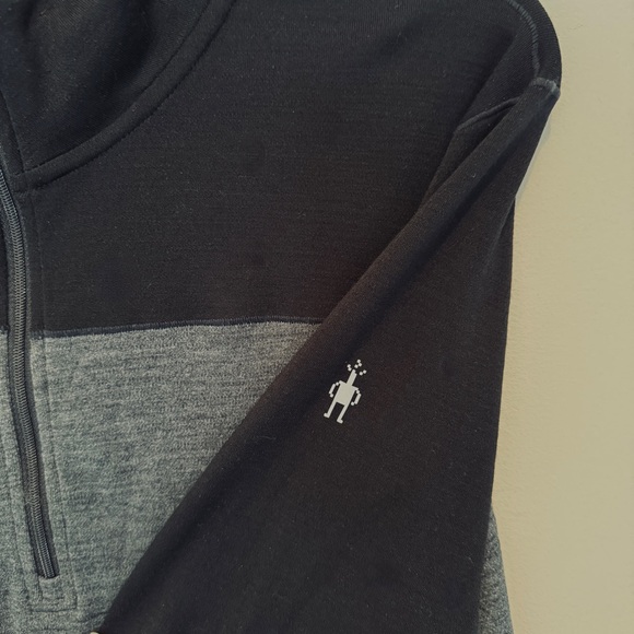 Smartwool Mens Merino 250 1/4 Zip Baselayer Size Large Black Gray Lightweight - Picture 8 of 15